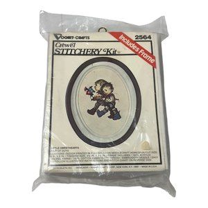 Vintage Ogart-Crafts Crewel Stitchery Kit Little Sweethearts Needlepoint Set